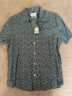 Goodfellow & Co Green Floral Short-Sleeve Button-Up Shirt